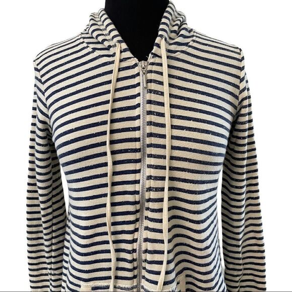 Boston Proper Sport Striped Zip Up Hoodie Sz S - Picture 2 of 10
